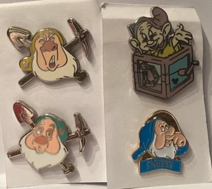 3 DISNEY 7 DWARF- Sneezy, Dopey, Sleepy Trading Pins + 1 collectible Sneezy pin - Imagen 1 de 1