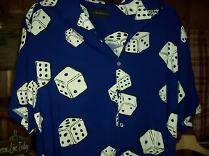 NO BOUNDARIES MENS DICE THEME BLUE BUTTON SHIRT SIZE SMALL 34-36 POKER CARDS NEW - Picture 1 of 1