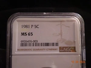 1981-P Jefferson Nickel NGC MS65 - Picture 1 of 7