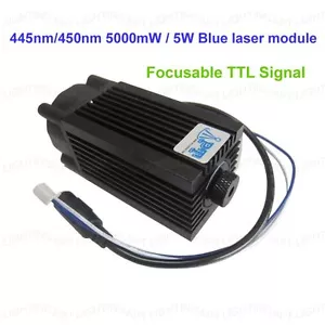 Módulo láser azul enfocable 445nm/450nm 5000mW/5W TTL 12V HÁGALO USTED MISMO grabado CNC - Imagen 1 de 1