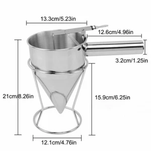 1pc Pancake Batter Dispenser Stainless Steel Funnel Dispenser with Stand Holder - Picture 1 of 11