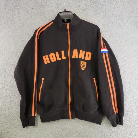 Holland Soccer Jacket Mens M Medium Black Full Zip Mock Neck National Team Cover