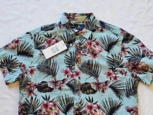 NWT Denim and Flower Mens Shirt Sz L Short Sleeve Button Polo Summer 18 - Picture 1 of 8