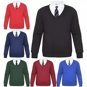 Kids Girls Boys Scouts School Uniform V Neck Jumper Single & 2 Pack Sweatshirt - Picture 1 of 33