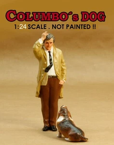 1:24 FIGURE COLUMBO and DOG . PETER FALK NOT PAINTED!! WELLY SOLID MINICHAMPS - Picture 1 of 5