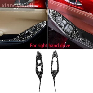 2×Forged Carbon Fiber Window Lift Switch Button Cover For Mazda MX-5 2016-20 RHD - Picture 1 of 9