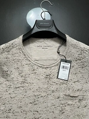 John Varvatos мужской T - необработанный вырез края - Pickstitch швы - голубиный серый - $118 новый с Ярлыками - Изображение 1 из 4