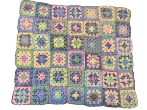 Granny Square Handmade Crochet Stroller Baby Lap Blanket Roseanne 25” x30” - Picture 1 of 7