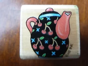 Rubber Stamp by All Night Media Mary Engelbreit 6307MGS Teapot with cherries - Picture 1 of 4