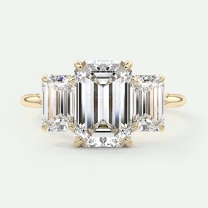 Anillo de boda certificado IGI 3,00 quilates diamante talla esmeralda cultivado en laboratorio oro amarillo de 14 k - Imagen 1 de 12