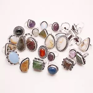 Labradorite And Mix Gemstone Designer Handmade Rings Wholesale Lot Mix Size - Bild 1 von 2