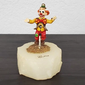 Ron Lee Escultura Monociclo Circo Payaso Firmado Estatuilla Esmaltada Oro 24K 1988 - Imagen 1 de 5