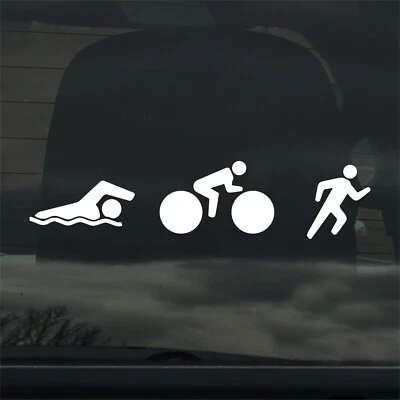 Triatlón - Natación, Bicicleta, Correr, Carrera de Resistencia - Pegatina de Vinilo Personalizada - Calcomanía Foto 1 de 3