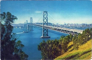 SF-24 San Francisco-Oakland Bay Bridge Postcard Unposted  - Picture 1 of 2