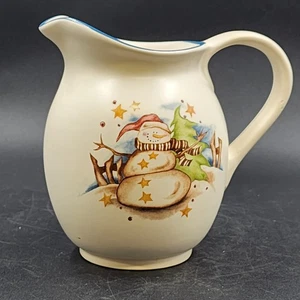 HC Accents Starry Night Snowman Pitcher 72 oz Steward Earthwork 2002 Earthenware - Picture 1 of 11