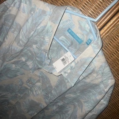 Tori Richard мужской хлопок газон лагерь рубашка с Ярлыками «Etherealeaf» небесно-голубой 2 XL - Изображение 1 из 4