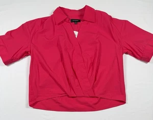 Blusa BANANA REPUBLIC Top Mujer M Cuello Envolvente Popover Manga Corta Rosa Nueva con Etiquetas - Imagen 1 de 9