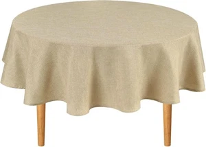 Hiasan Round Linen Tablecloth 50 Inch - Wrinkle and 50 Round, Beige - Picture 1 of 6