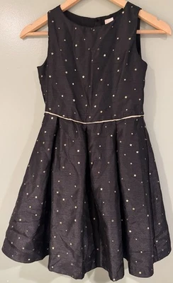 Gymboree Girls Sz 12 Holiday Dress Black Gold Stars Christmas Halloween Ex Cond - Image 1 of 4
