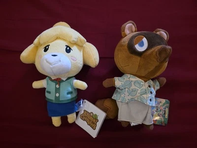 Nintendo Animal Crossing Isabelle Tom Nook Plush Toy Little Buddy 6" NWT Set - Image 1 of 2