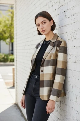 Ashley Stewart Blazer silk  Women 16 W Brown Autumn - Image 1 of 4