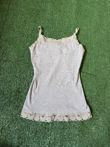 Justice Tank Top Youth 14 Gray Lace Trim Y2K 2000s Babydoll grunge Coquette - Picture 1 of 6