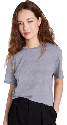 Футболка Theory Perfect в полоску угольно-коричневая с несколькими полосками, размер маленький - Изображение 1 из 4