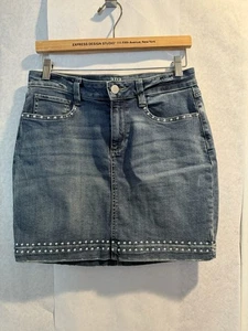 a.n.a Bedazzled Mini Denim Skirt Size 8 - Picture 1 of 3