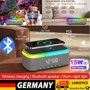 Cargador Inalámbrico Despertador Bluetooth Altavoz LED Lámpara Smart RGB Despertador - Imagen 1 de 18