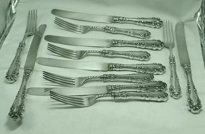 1847 Rogers BERKSHIRE 1897 6 HH 晚餐刀和 6 HH 晚餐叉漂亮 — 第 1/4 张图片