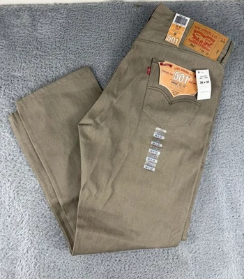 Pantalones de mezclilla Levi's 501 originales retráctiles para hombre 38x32 caqui tostado botón mosca Foto 1 de 4