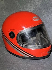Casco completo de motocicleta Ranger rojo a rayas y visera abatible talla S/M vintage - Imagen 1 de 16