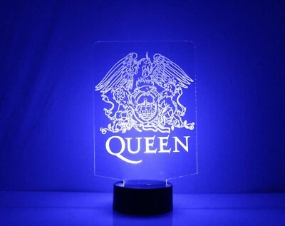 Luz de noche LED con logotipo de banda Queen, con control remoto, lámpara de escritorio Queen, grabada Foto 1 de 4