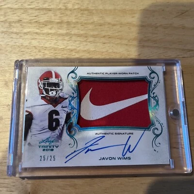 2018 Leaf Trinity Javon Wims Nike Logo Patch Auto 25/25 Georgia Bulldogs   - Image 1 of 2