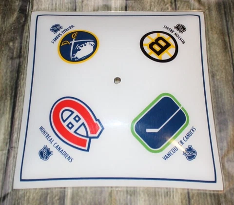 1970's NHL Ceiling Light Glass Shade - Montreal Boston Vancouver Buffalo Logos Cover