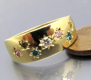 DISEÑO DE NEUMÁTICOS - TOP BRILLANTE CIELO ESTRELLADO "COLOR" - ORO 585 - ¡ÚNICO! - Imagen 1 de 6