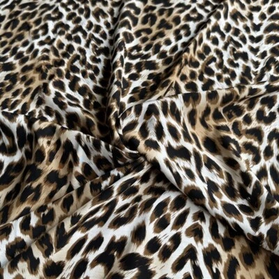 Tela de seda 100 % morera 14 Momme crepé leopardos marrones 54" de ancho JN252 Foto 1 de 4