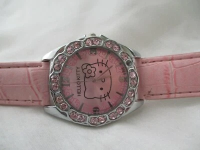 Reloj Hello Kitty Rosa Plateado Tono Brillante Lindo Moda ¡FUNCIONA! Foto 1 de 4