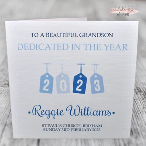 Personalised Dedication Day Christening Baptism Card Girls Boys Pink Blue - Picture 1 of 10
