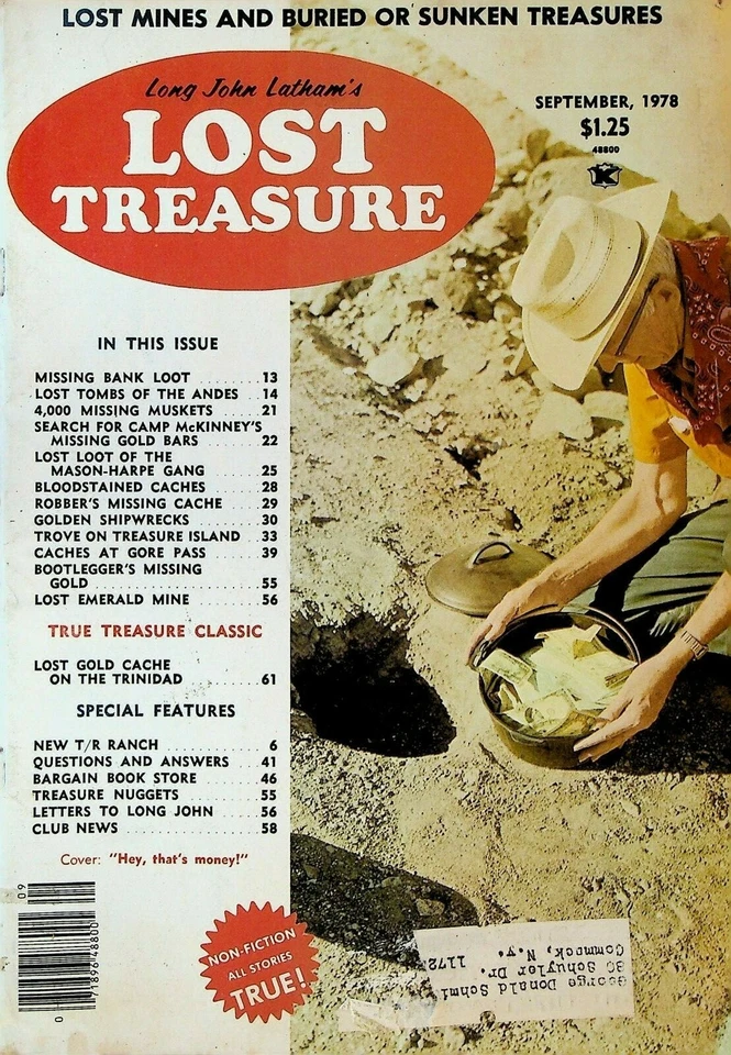 Long John Latham's Lost Treasure Magazine September 1978 Mason-Harpe Gang Foto 1 de 1
