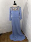 Robe de créateur Badgley Mischka bleu clair découpe glam mère de mariée 10 robe D2