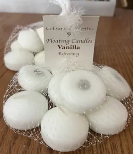 17-Vanilla Scented Floating Candles  White 4-6 Hour Burn Time New Open Box - Picture 1 of 3