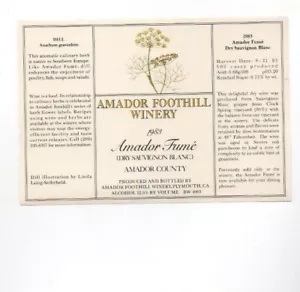Original 1983 Amador Foothill Winery LABEL California Fume Sauvignon Blanc NOS - Picture 1 of 1