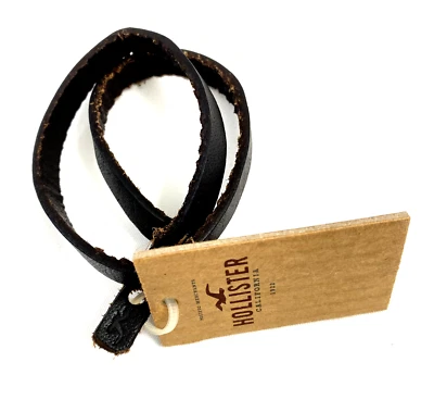 HOLLISTER ДВОЙНОЙ НАДЕЖНОМ КОРИЧНЕВЫЙ КОЖАНЫЙ БРАСЛЕТ ЧАЙКА ЛОГОТИП - Изображение 1 из 4