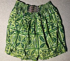 Vanessa Virginia Anthropologie Skirt Women Size 6 Green Geometric Pull On Short - Picture 1 of 8