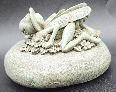 Stone Carved Grasshopper Garden Decor Planter Accessory Whimsical Green 3.5"... - Image 1 of 4