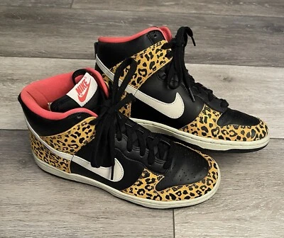 Tênis Nike Dunk High Skinny Estampa de Leopardo 429984-011 Preto Coral Tamanho 8 - Imagem 1 de 4