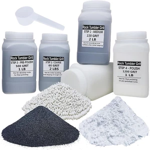 8 LBS Rock Tumbler Refill Grit Media Kit - 4 Step Tumbling Grit Media + round C - Picture 1 of 12
