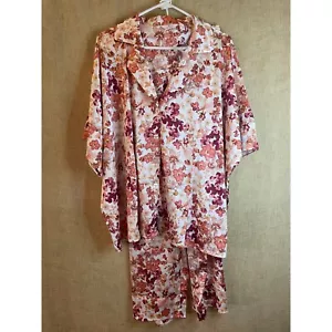 Breezies Floral Pajama Set Loungewear Sleepwear Button Up 2X - Picture 1 of 7