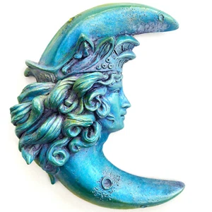 Blue Moon Goddess Crescent Moon Collectible Wall Sculpture for Home & Garden - Picture 1 of 11